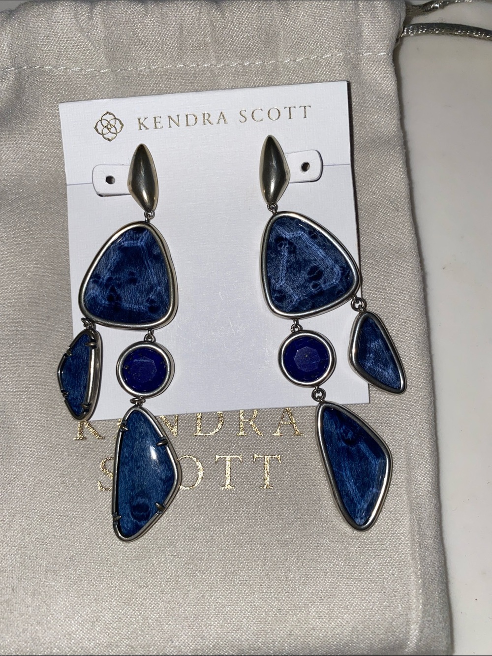 Kendra Scott Navy Blue Multi-Shape Drop Earrings